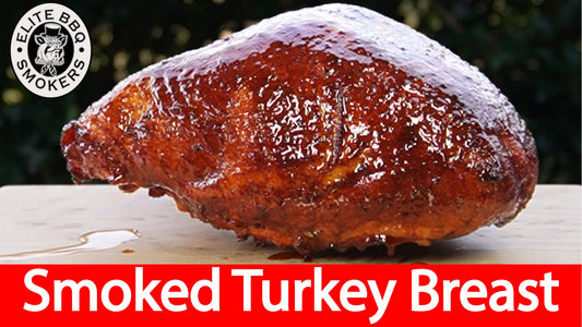 Smoked turkey breast glazed with BBQ sauce on a pellet smoker